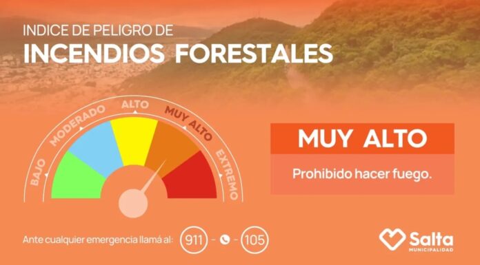 Hay alerta por riesgo muy alto de incendios forestales en la ciudad