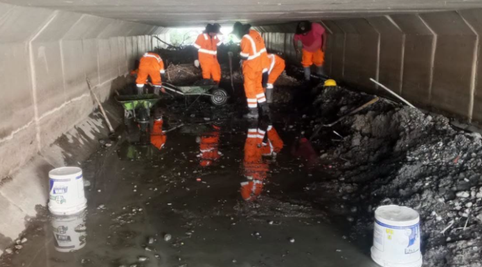 Realizaron limpieza integral del puente en Zona Oeste