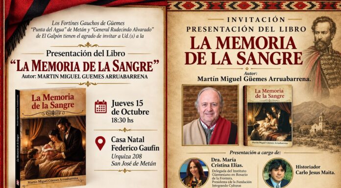 Martín Miguel Güemes Arruabarrena presenta sulibro La Memoria de la Sangre